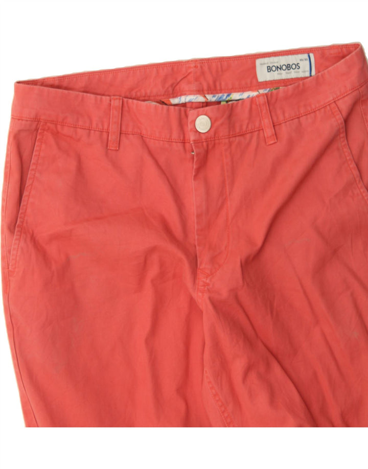 BONOBOS Mens Straight Chino Trousers W33 L32  Red Vintage BONOBOS and Second-Hand BONOBOS from Messina Hembry 
