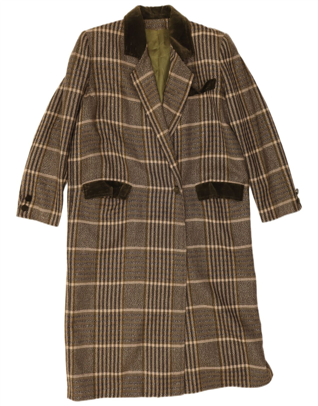 Vintage damski płaszcz oversize UK 14 Medium Khaki Check