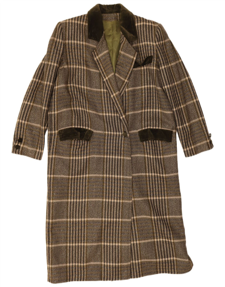 Vintage damski płaszcz oversize UK 14 Medium Khaki Check