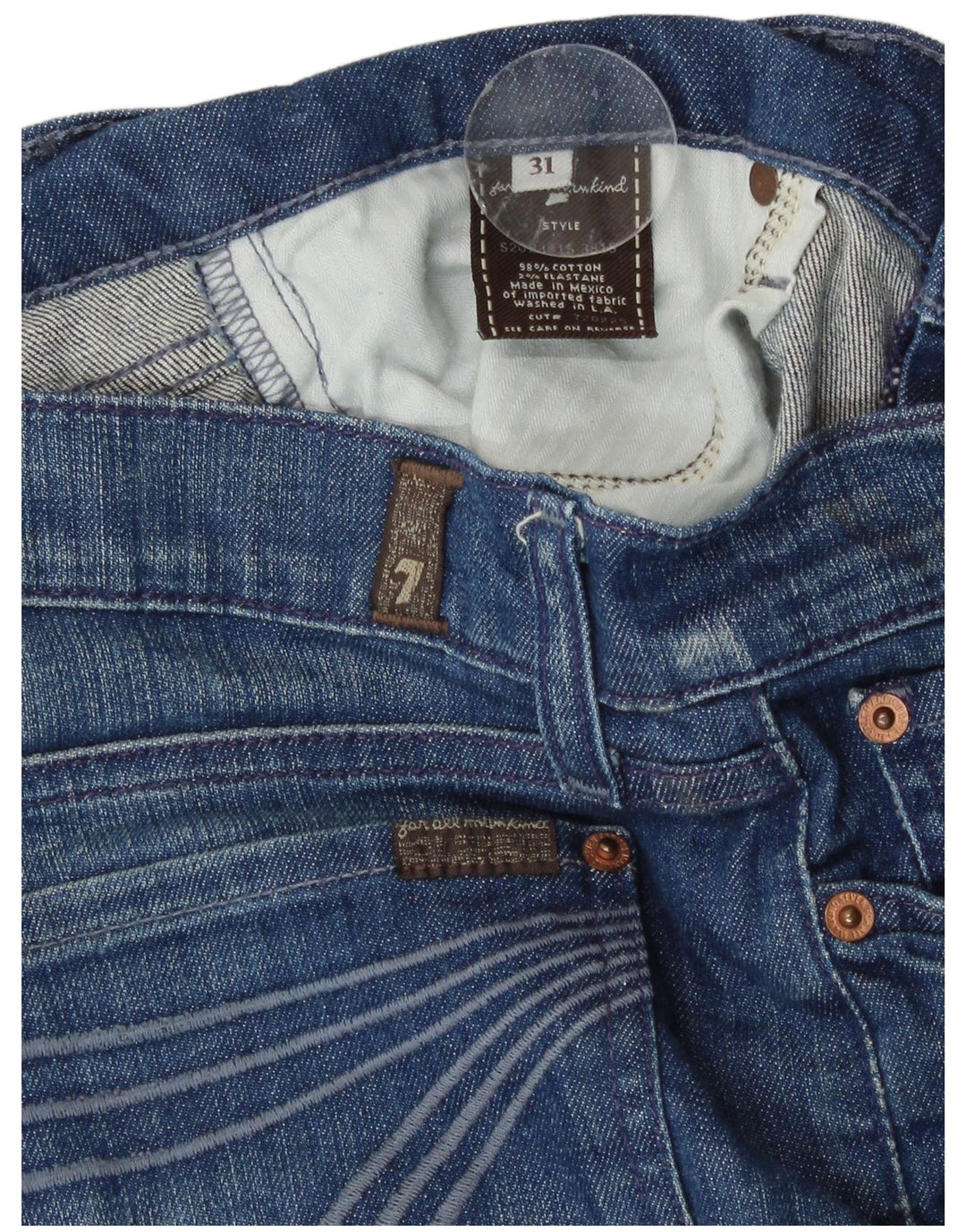 Damskie spodenki jeansowe 7 For All Mankind W31 Średnioniebieskie bawełniane