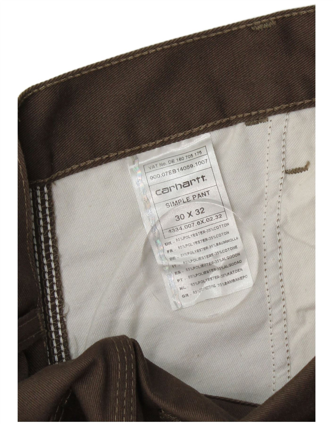 Męskie proste spodnie chino CARHARTT W30 L32 brązowy poliester