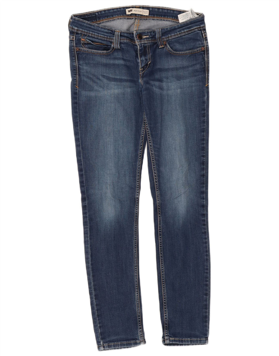 Damskie jeansy skinny z niską talią LEVI'S o lekkim zakrzywieniu W29 L32 niebieska bawełna