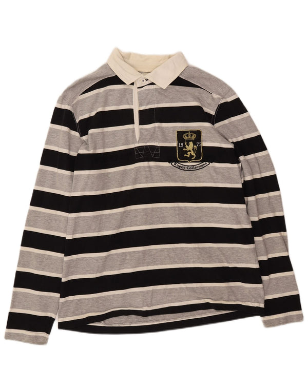 Męska koszulka polo do rugby z długim rękawem i grafiką LOTTO, w średnie czarne paski