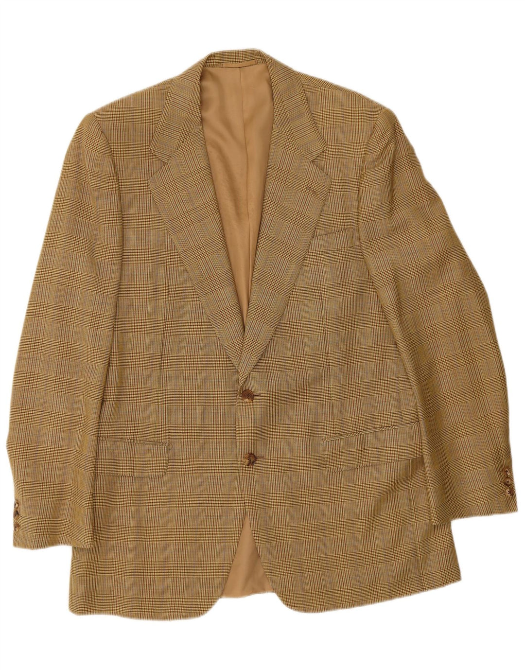 Męska marynarka zapinana na 2 guziki Gieves & Hawkes UK 42 XL, brązowa wełna w pepitkę