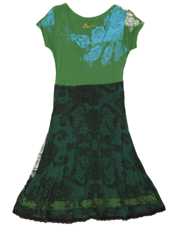 Damska sukienka t-shirtowa Desigual z grafiką UK 20 2XL Zielona wiskoza Paisley