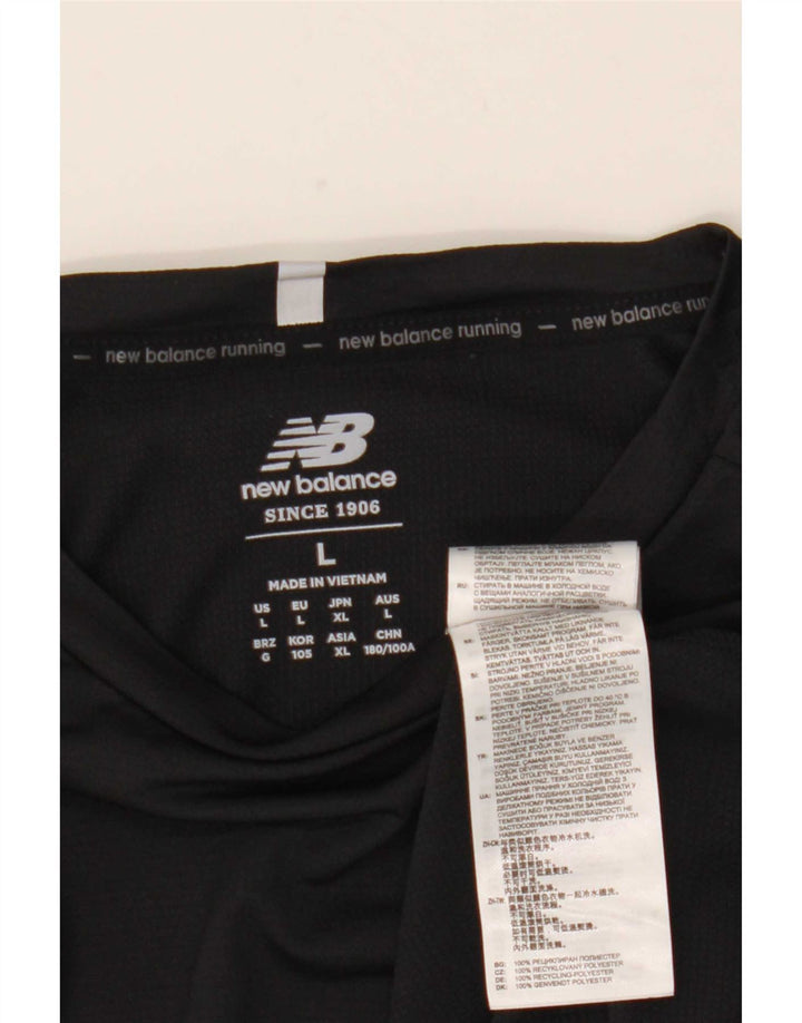 Męski top New Balance z długim rękawem, duży, czarny poliester