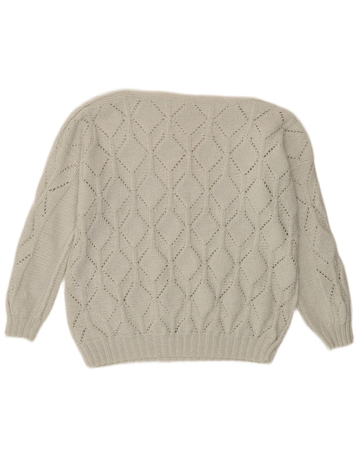 Sweter damski VINTAGE z dekoltem w łódkę UK 18 XL Off White