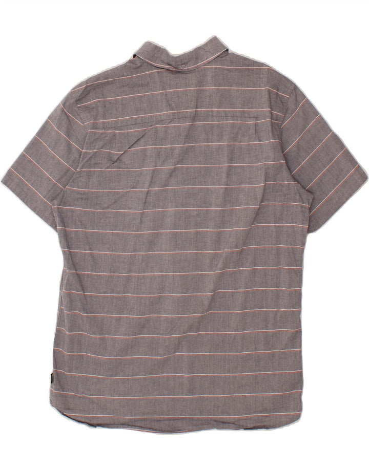 HURLEY Mens Short Sleeve Shirt XL Grey Striped Cotton Vintage Hurley and Second-Hand Hurley from Messina Hembry 