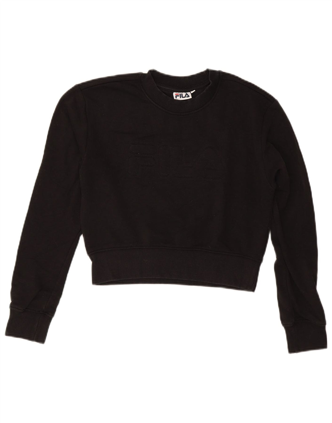 FILA Womens Crop Graphic Sweatshirt Jumper UK 10 Small Black
