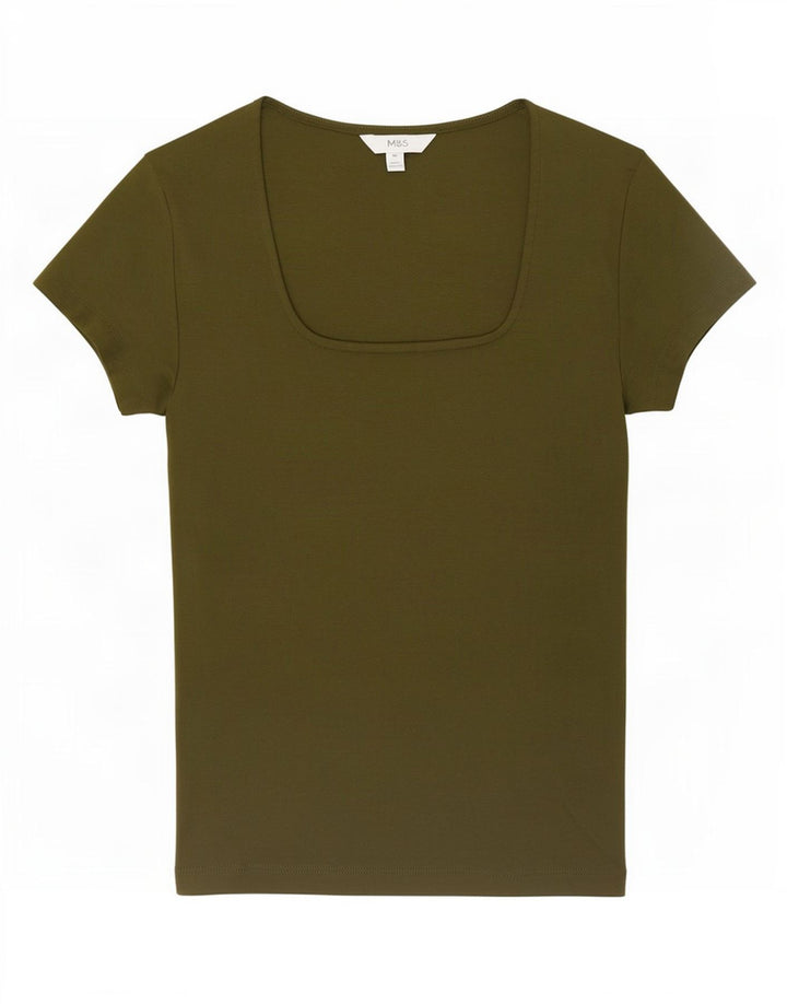 T-shirt damski Marks & Spencer Top UK 10, mały, bawełniany khaki