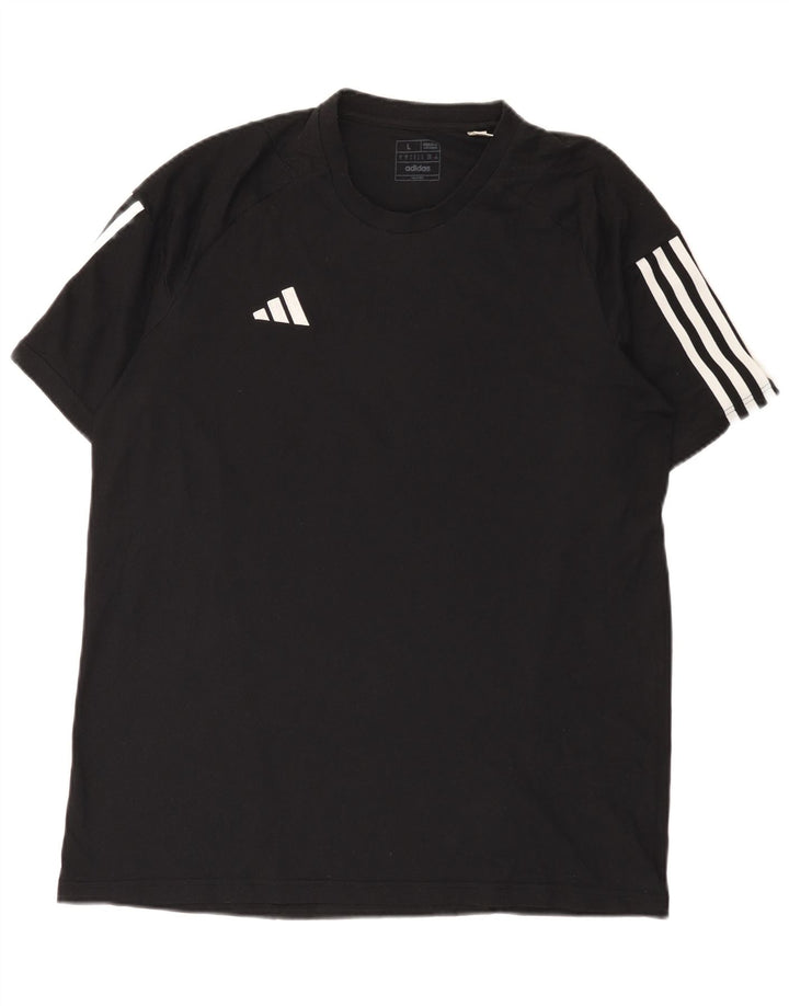 Męska koszulka Adidas o regularnym kroju, duża, czarna, bawełniana