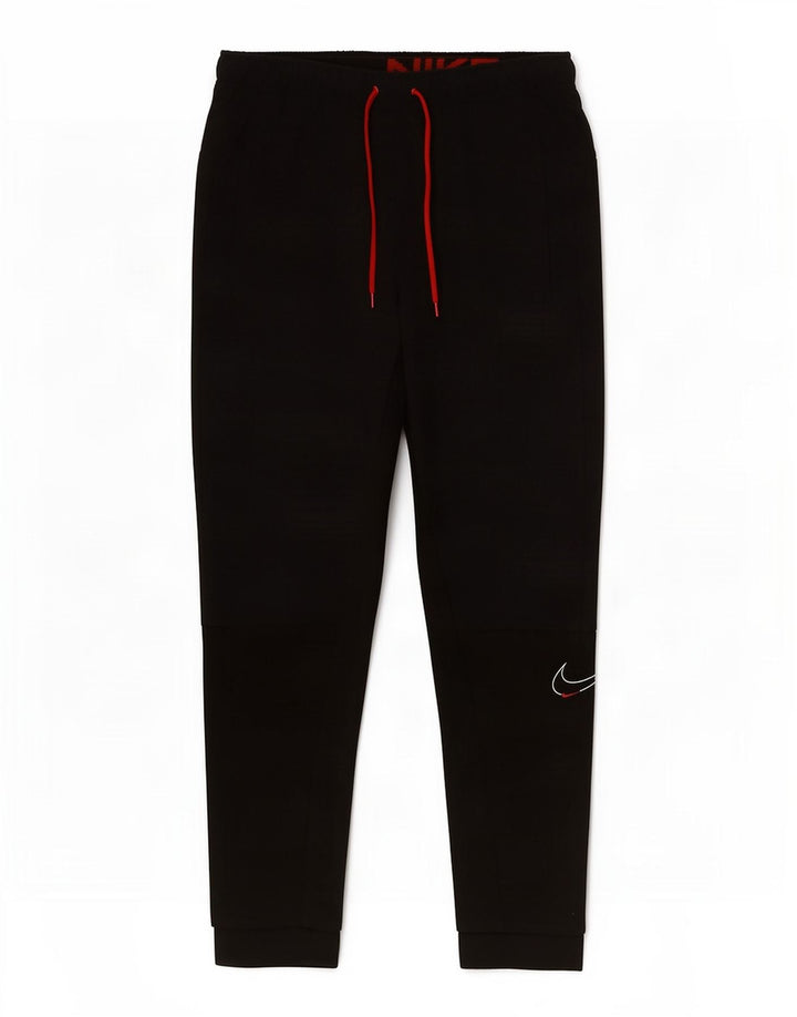 Męskie spodnie dresowe Nike Dri Fit z grafiką, małe, czarne, poliestrowe