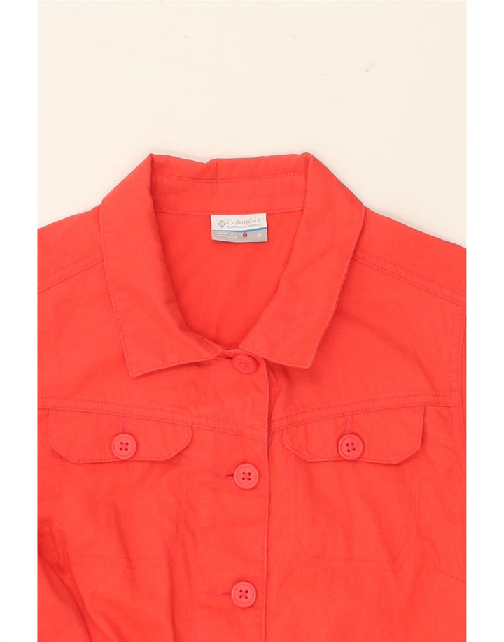 COLUMBIA Womens Crop Bomber Jacket UK 10 Small Red Cotton Vintage Columbia and Second-Hand Columbia from Messina Hembry 