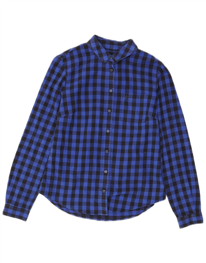 Damska koszula flanelowa z długim rękawem Jack Wills UK 8 w małą niebieską kratkę