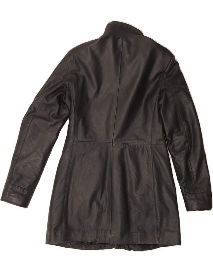 VINTAGE Womens Leather Coat UK 14 Large Black Leather Vintage Vintage and Second-Hand Vintage from Messina Hembry 