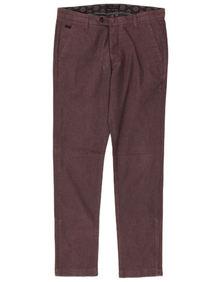 Męskie spodnie garniturowe Ted Baker W32 L32 Bordowa bawełna