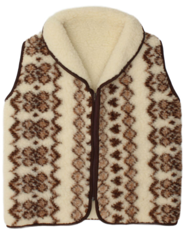 Vintage damska kamizelka Sherpa IT 48 XL w kolorze złamanej bieli Fair Isle Wool