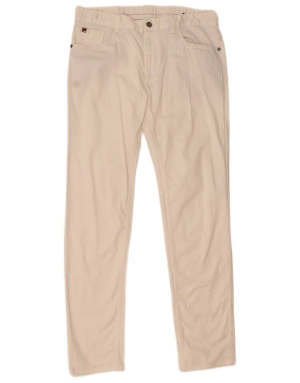 Zara Mens Slim Casual Trousers EU 44 Large W34 L31 White Cotton