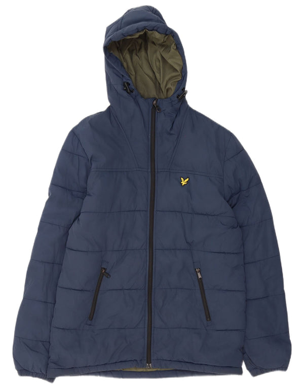 Męska ocieplana kurtka z kapturem i kapturem Lyle & Scott UK 36, mała, granatowa, nylonowa