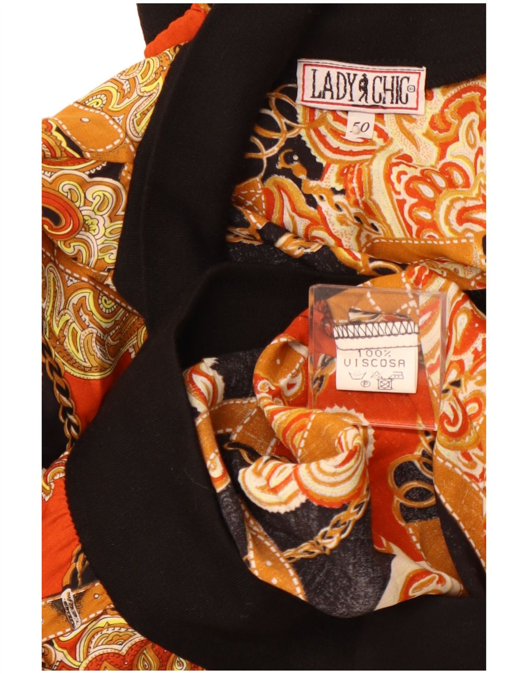 Damska bluzka koszulowa z abstrakcyjnym wzorem VINTAGE IT 50 XL Pomarańczowa