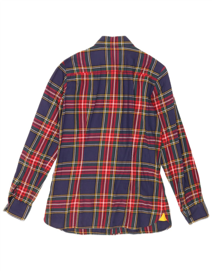 Damska koszula flanelowa Tommy Hilfiger US 8, średnia, granatowa, bawełniana w kratę
