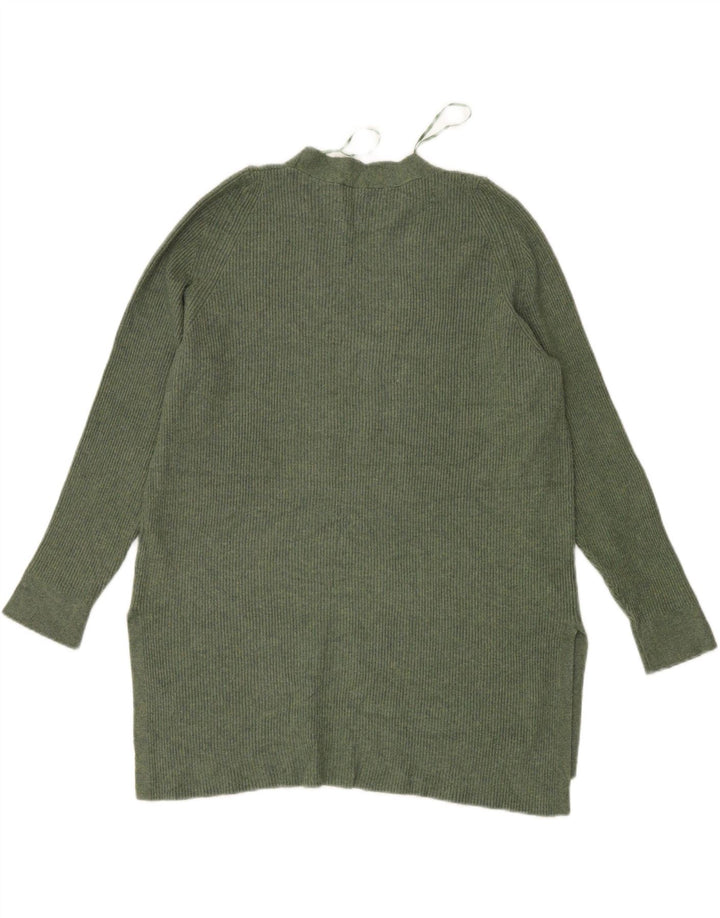 MARKS & SPENCER Womens V-Neck Jumper Sweater UK 12 Medium Green Polyester Vintage Marks & Spencer and Second-Hand Marks & Spencer from Messina Hembry 