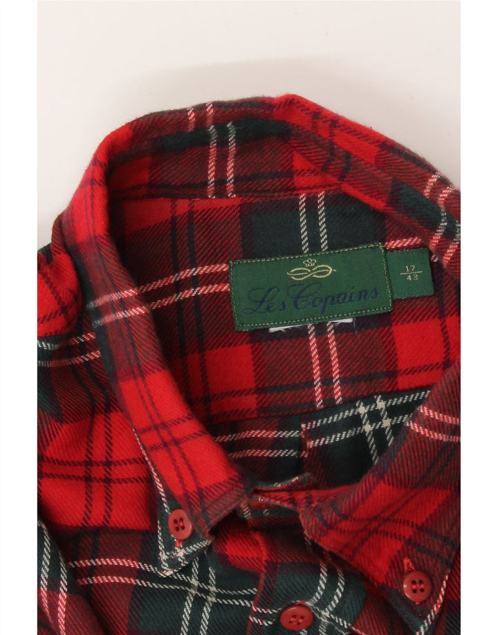 Męska koszula flanelowa Les Copains rozmiar 43 17 XL w czerwoną kratkę