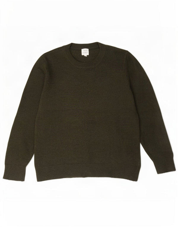 Damski sweter z okrągłym dekoltem John Lewis UK 18 XL, wełna khaki z merynosów