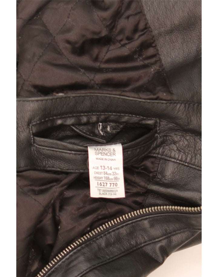 Marks & Spencer Chłopięca kurtka skórzana 13-14 lat, czarna, skórzana