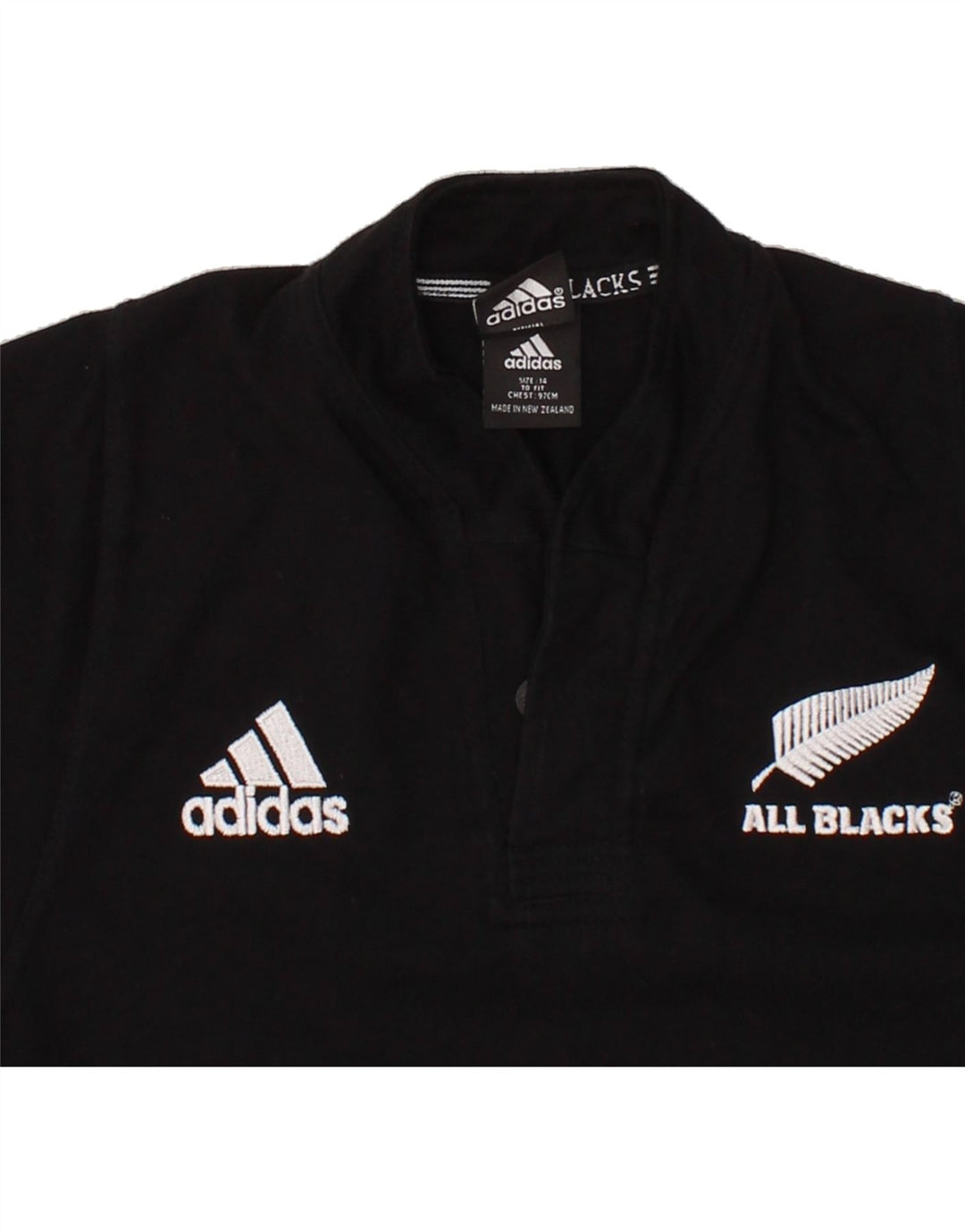 ADIDAS Womens Graphic Polo Shirt UK 14 Medium Black Vintage Adidas and Second-Hand Adidas from Messina Hembry 
