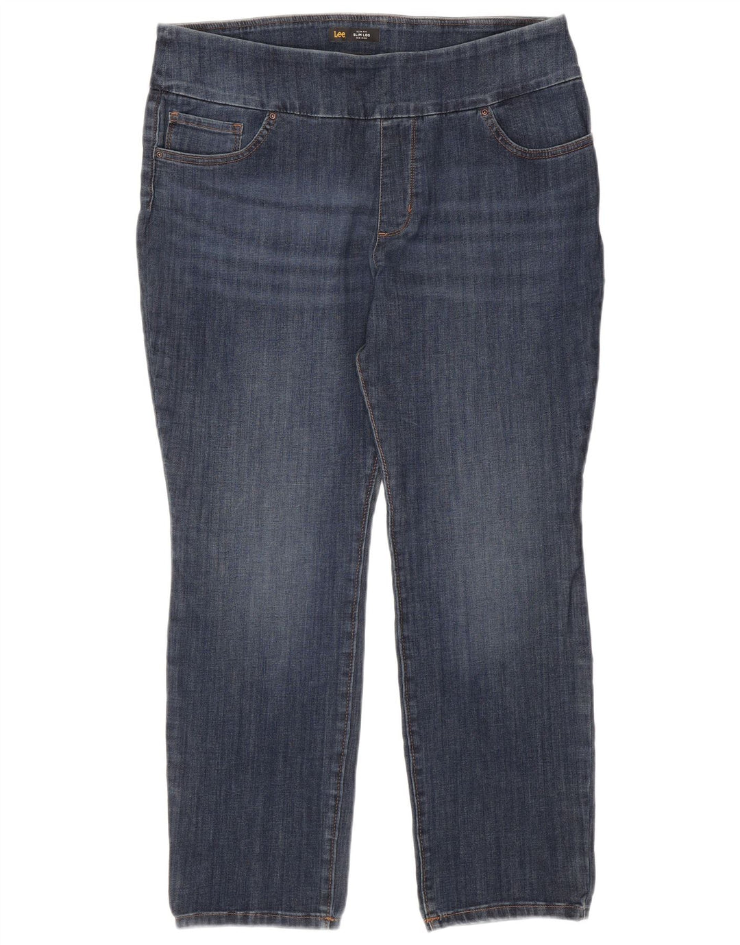 Damskie jeansy slim ze średnim stanem LEE US 18 2XL W36 L29 granatowe