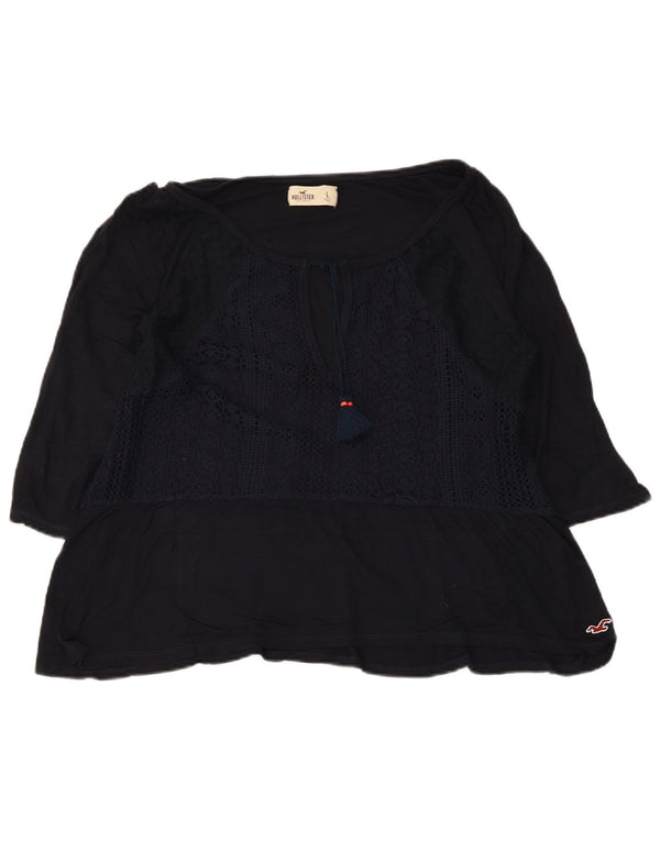 Bluzka damska Hollister z krótkim rękawem 3/4, UK 14, duża, granatowa