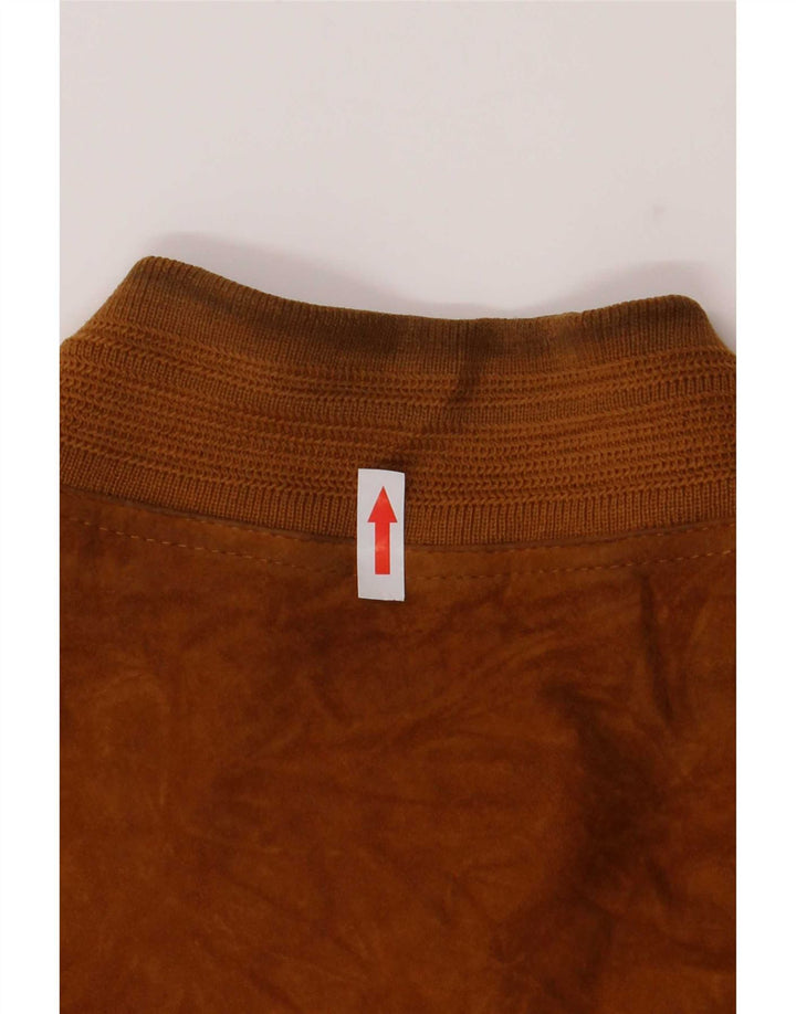 Vintage męska zamszowa kurtka bomber IT 48 średniej beżowej skóry