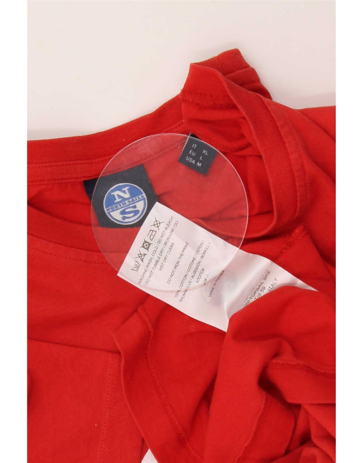 Męski T-shirt z grafiką North Sails, bawełniany, średni czerwony