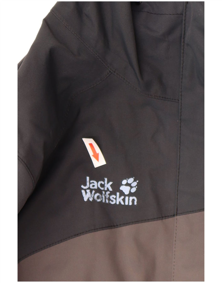 Damska kurtka wiatrówka Jack Wolfskin UK 16, duża, czarna, z blokami kolorów