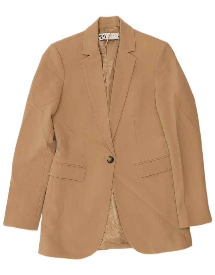 Damska marynarka Zara zapinana na 1 guzik UK 6 XS Beżowy poliester