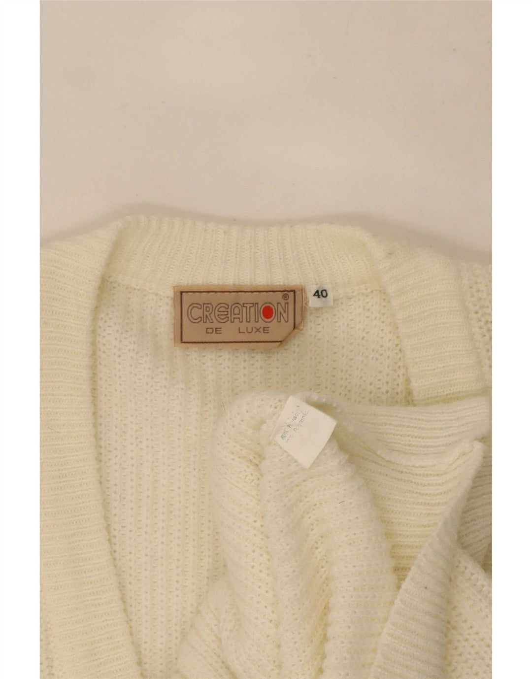 Sweter damski w stylu vintage, EU 40, średni biały, poliakryl