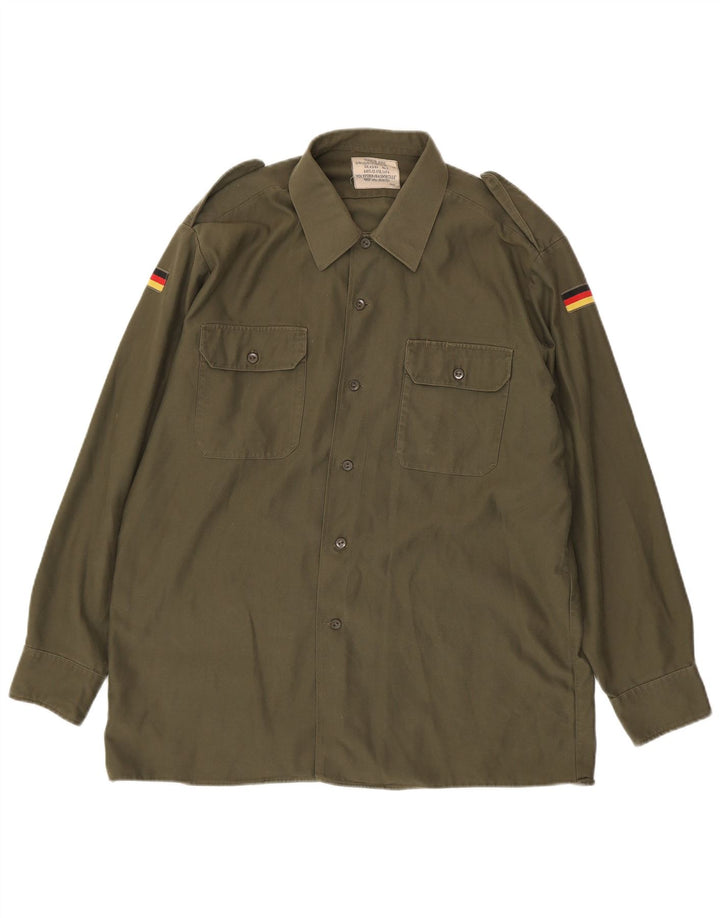 Vintage męska koszula wojskowa, duża, khaki, poliester