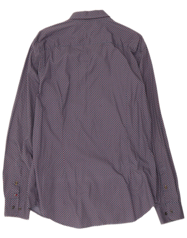 Męska koszula slim fit Tommy Hilfiger XL, niebieska, geometryczna bawełna