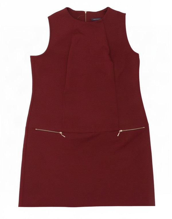 Marks & Spencer Womens Sleeveless Shift Dress UK 16 Large Burgundy