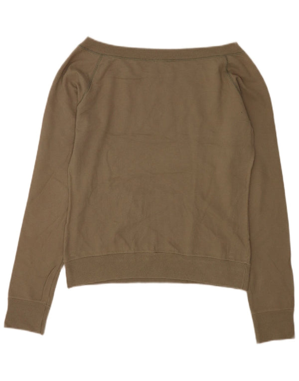 Damska bluza Benetton Crop Graphic Jumper UK 16, duża bawełna khaki