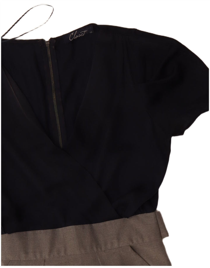 Damska sukienka kopertowa CLOSET UK 10, mała, granatowa, z poliestru w blokach kolorów