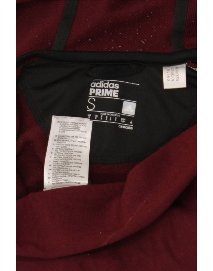 Adidas Męski sweter z kapturem i zamkiem błyskawicznym, mały, bordowy poliester