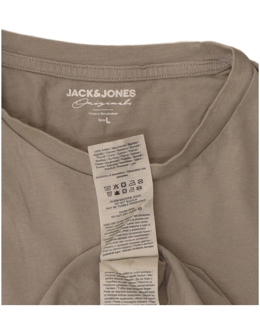 JACK & JONES Mens Graphic T-Shirt Top Large Grey Cotton