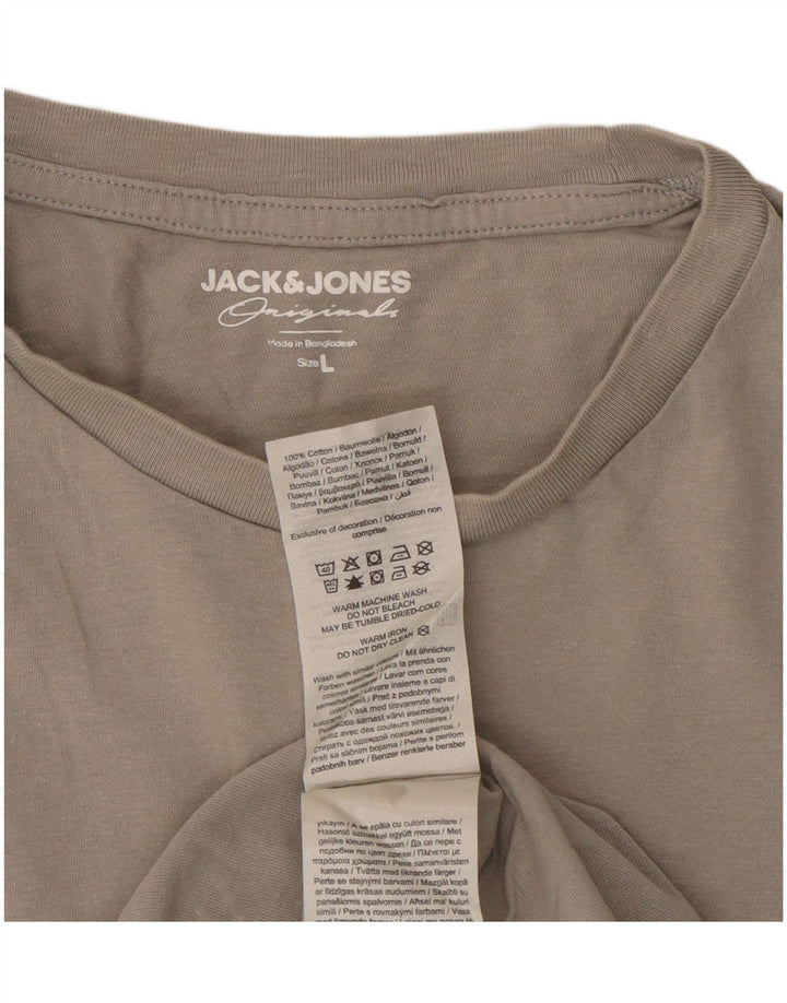 JACK & JONES Mens Graphic T-Shirt Top Large Grey Cotton