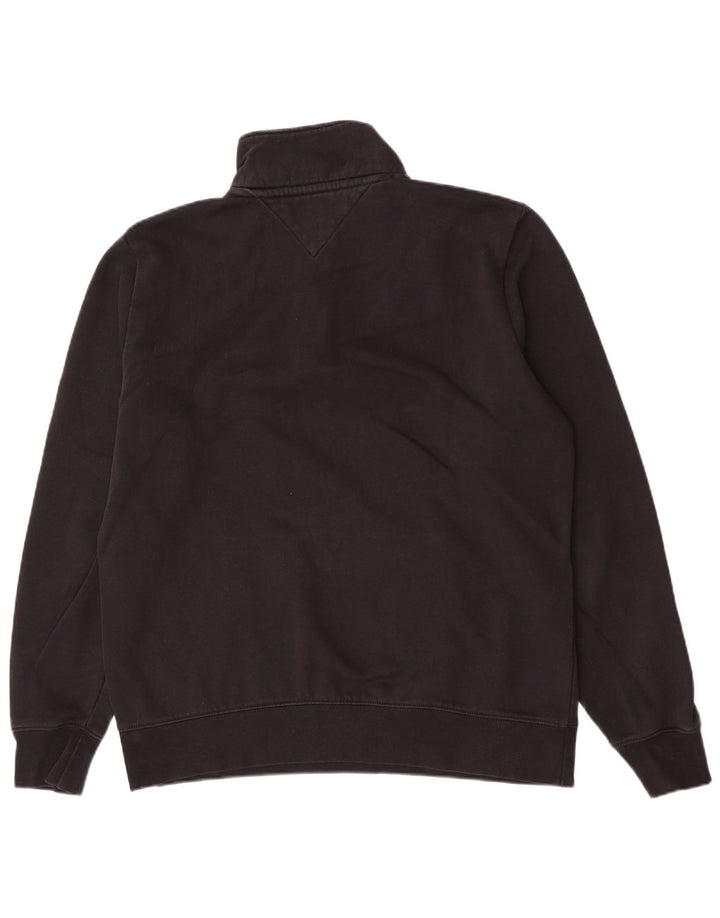 Męski sweter Tommy Hilfiger z grafiką i zamkiem błyskawicznym, średniej wielkości, czarny, bawełniany