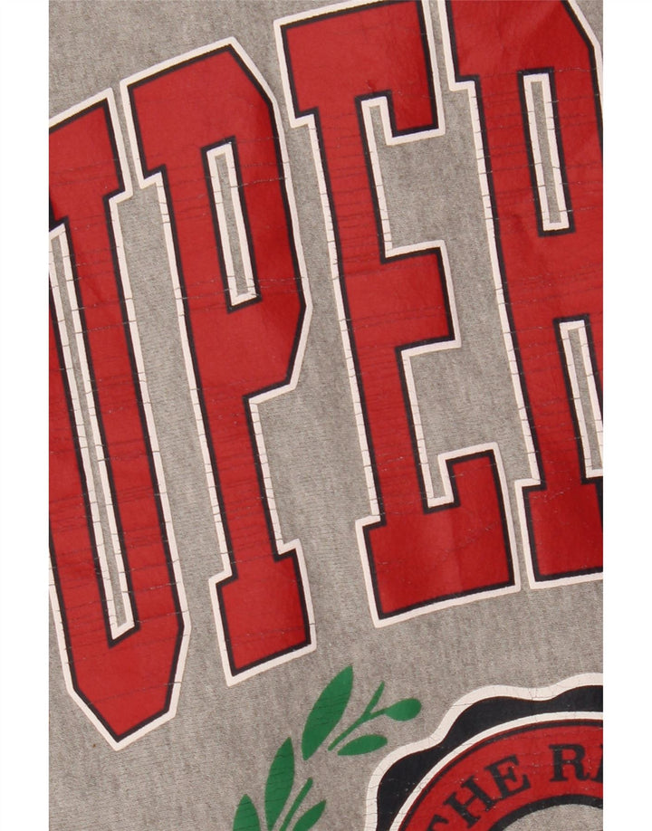 Damska bluza SUPERDRY z grafiką, UK 8, mała, szara, z blokami kolorów