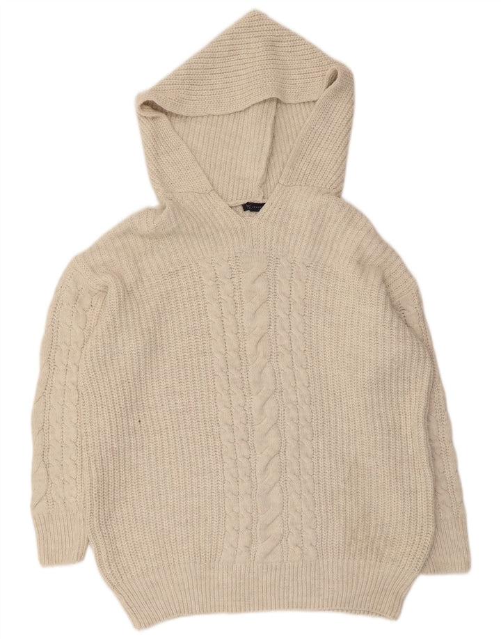 Marks & Spencer Damski sweter z kapturem, oversize, UK 10, mały, biały