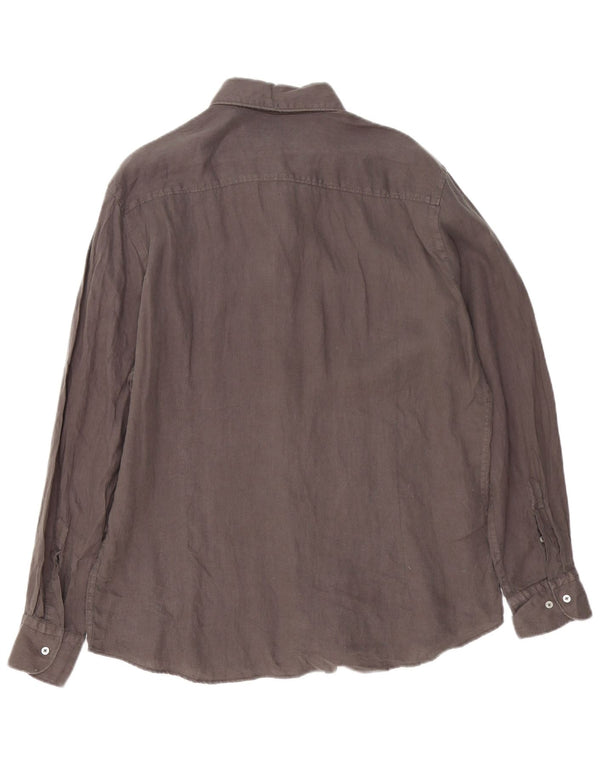 Koszula męska MASSIMO DUTTI XL, szara, lniana