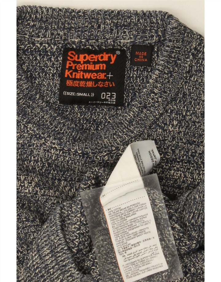 SUPERDRY Męski sweter z okrągłym dekoltem, mały, granatowy, bawełniany w cętki